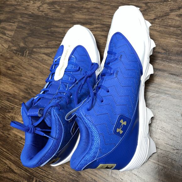 Under Armour Men's Harper 9 Mid RM Baseball/Softball Cleats Size 15 Blue/White - Picture 4 of 7